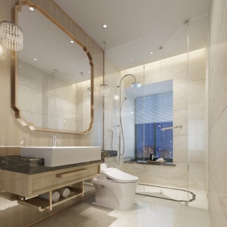 米色现代风格卫生间吊顶装修图片