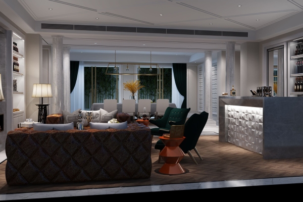 现代简约客厅效果图-二居室-90平米-装修设计